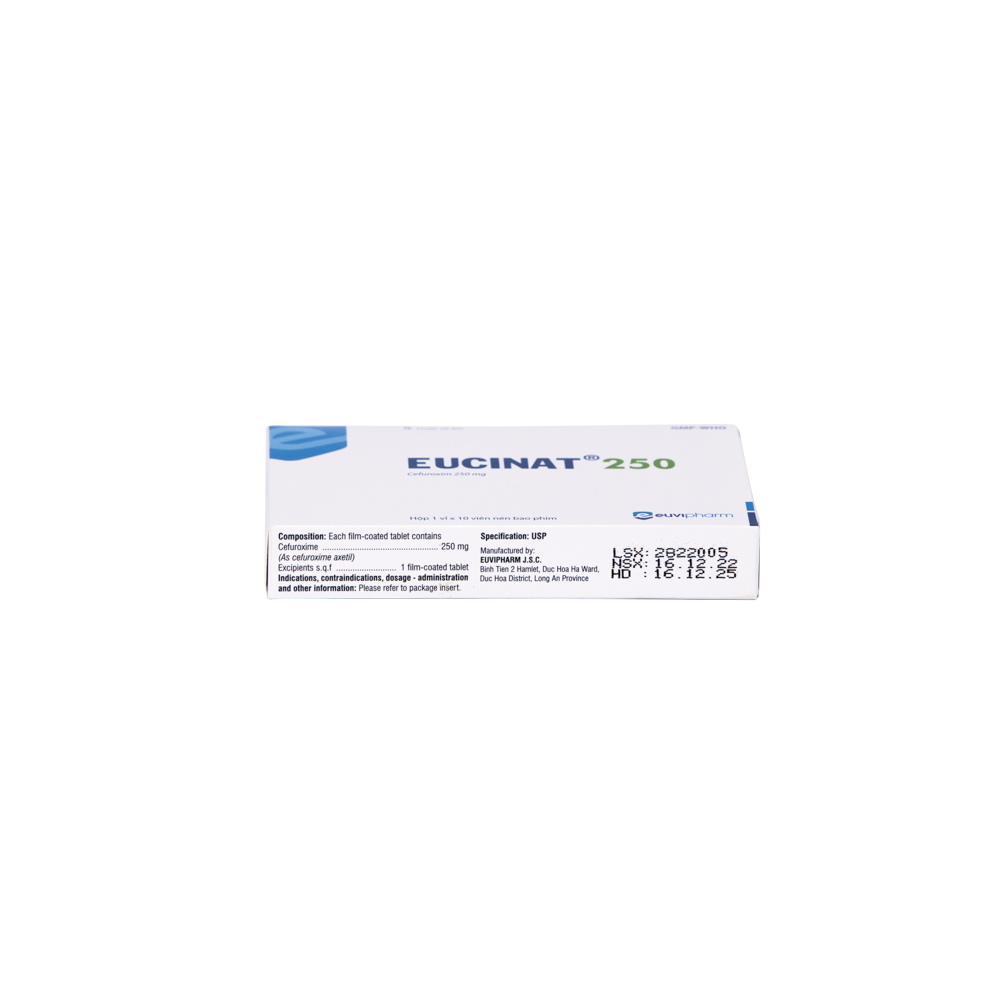 Eucinat 250 Hộp 1 vỉ x 10 viên Euvipharm
