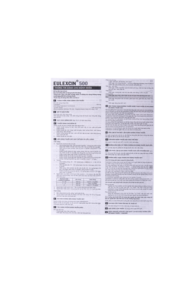 Eulexcin 500 Hộp 10 vỉ x 10 viên Euvipharm