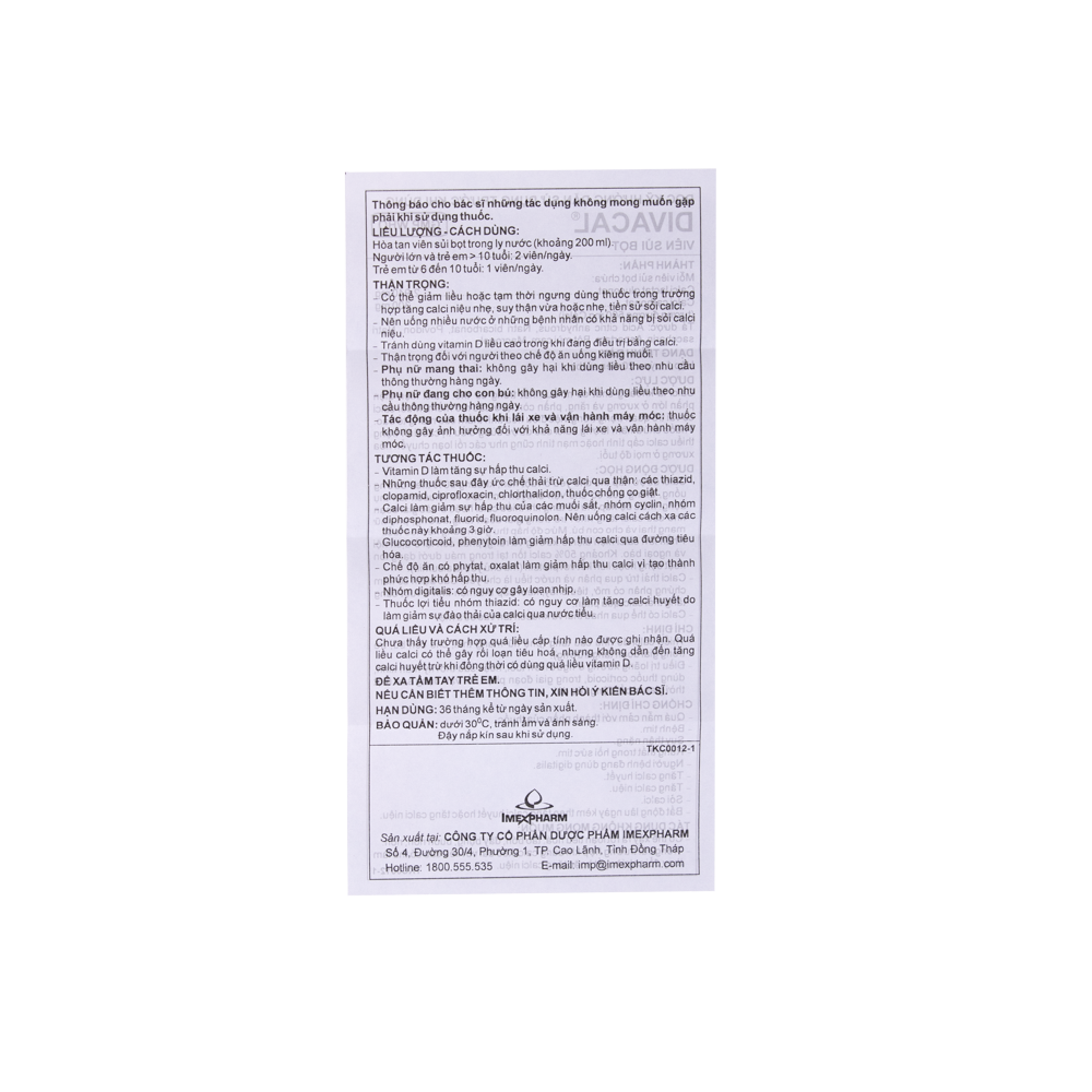 Divacal Tube 20 viên Imexpharm