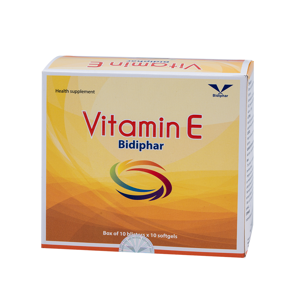 Vitamin E Bidiphar H/100 Hộp 10 Vỉ x 10 Viên Bidiphar