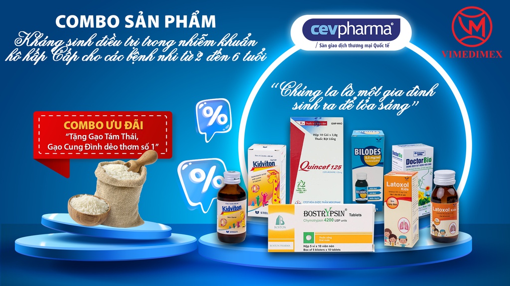 Combo Kháng sinh điều trị trong nhiễm khuẩn hô hấp CẤP cho các bệnh nhi từ 2 đến 6 tuổi
