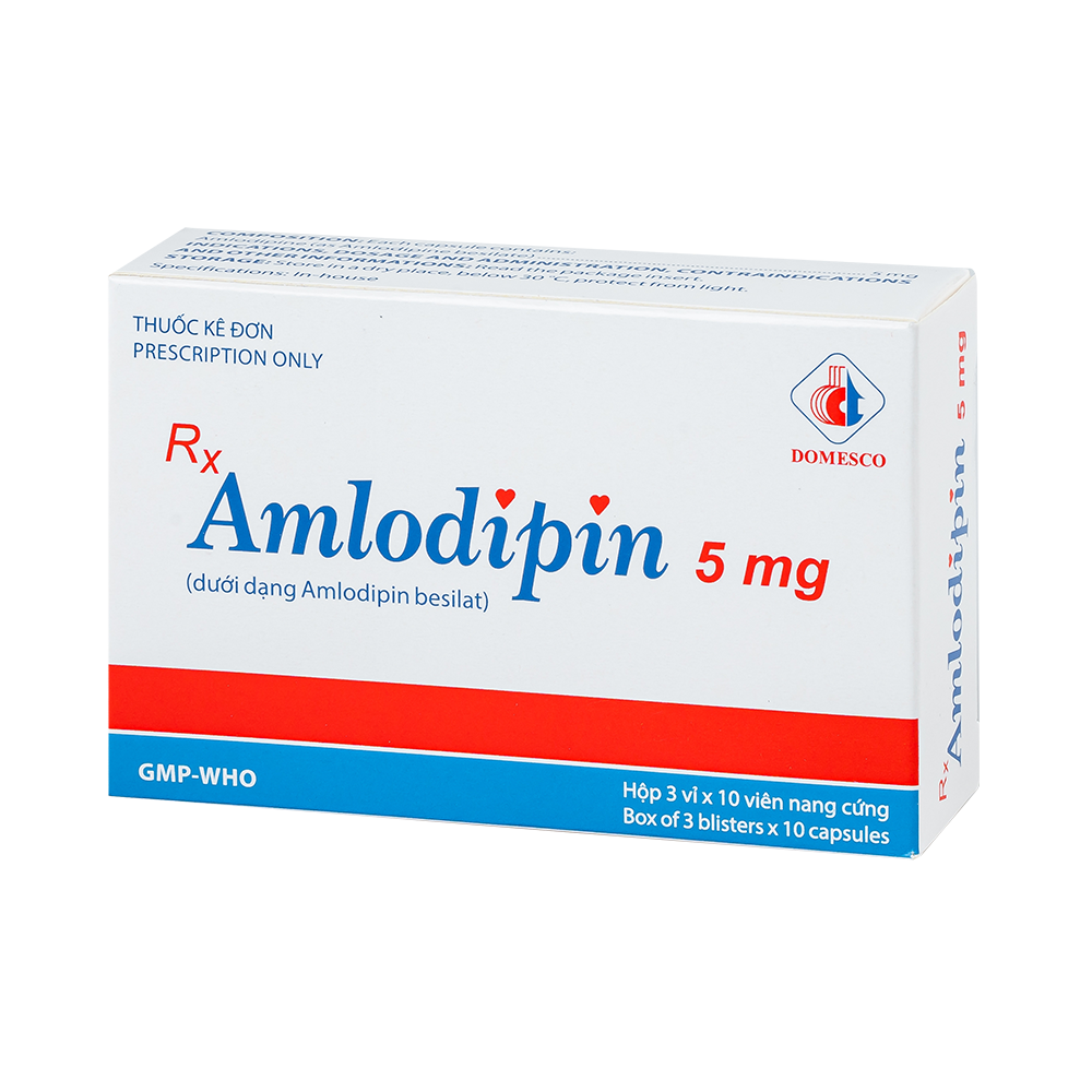Amlodipin 5 mg Hộp 3 vỉ x 10 viên Domesco