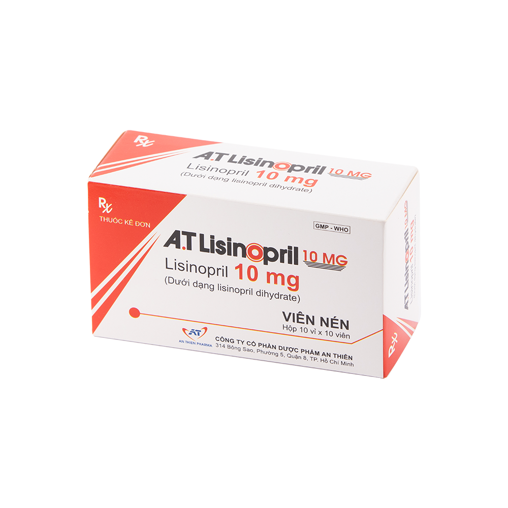 A.T LISINOPRIL 10 mg Hộp 10 vỉ x 10 viên An Thiên