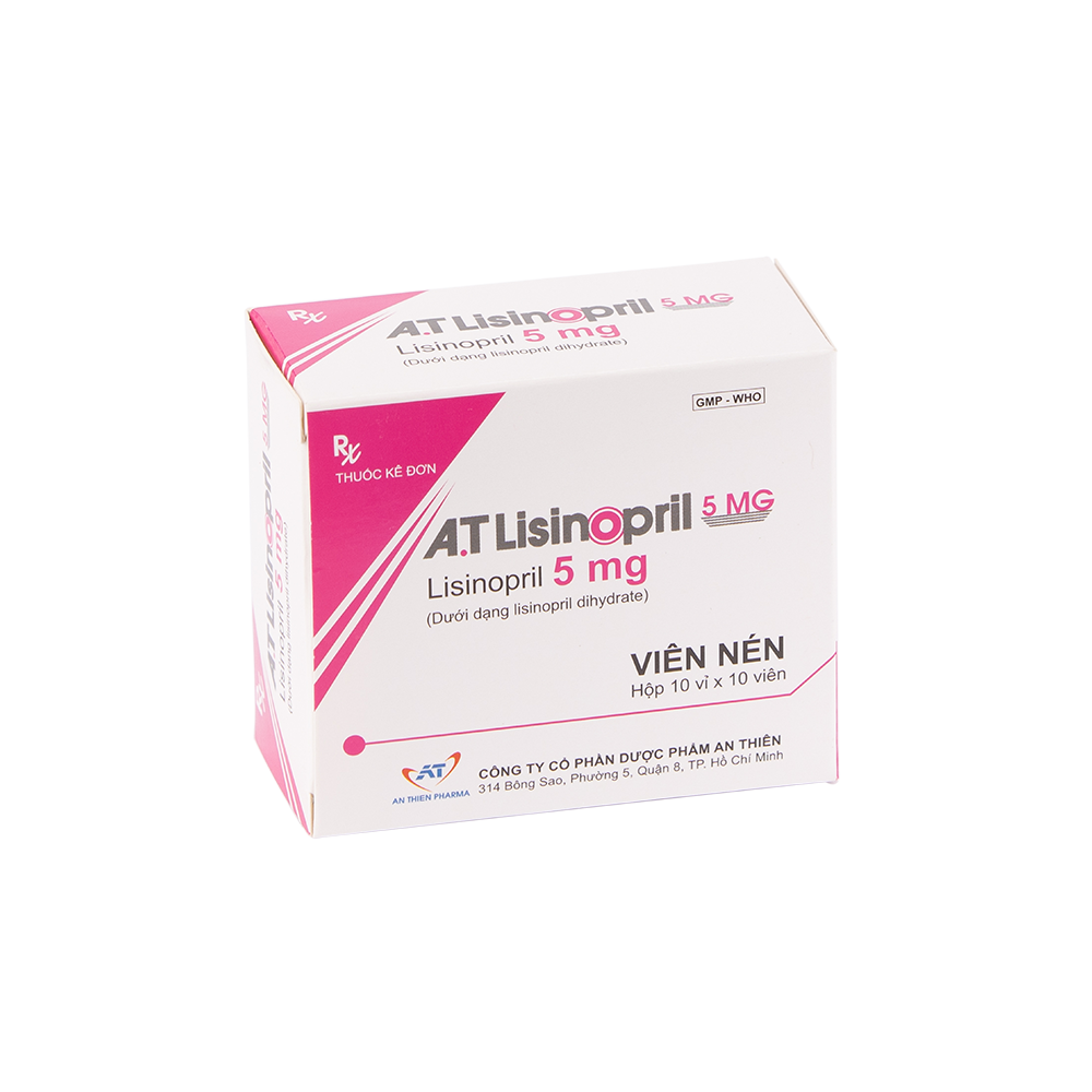 A.T LISINOPRIL 5 mg Hộp 10 vỉ x 10 viên An Thiên