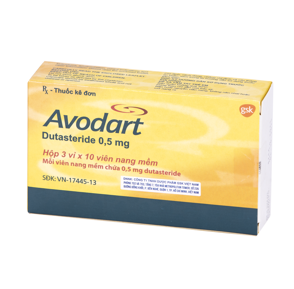 AVODART CAP 0.5MG Hộp 3 vỉ x 10 viên GlaxoSmithKline Pharma