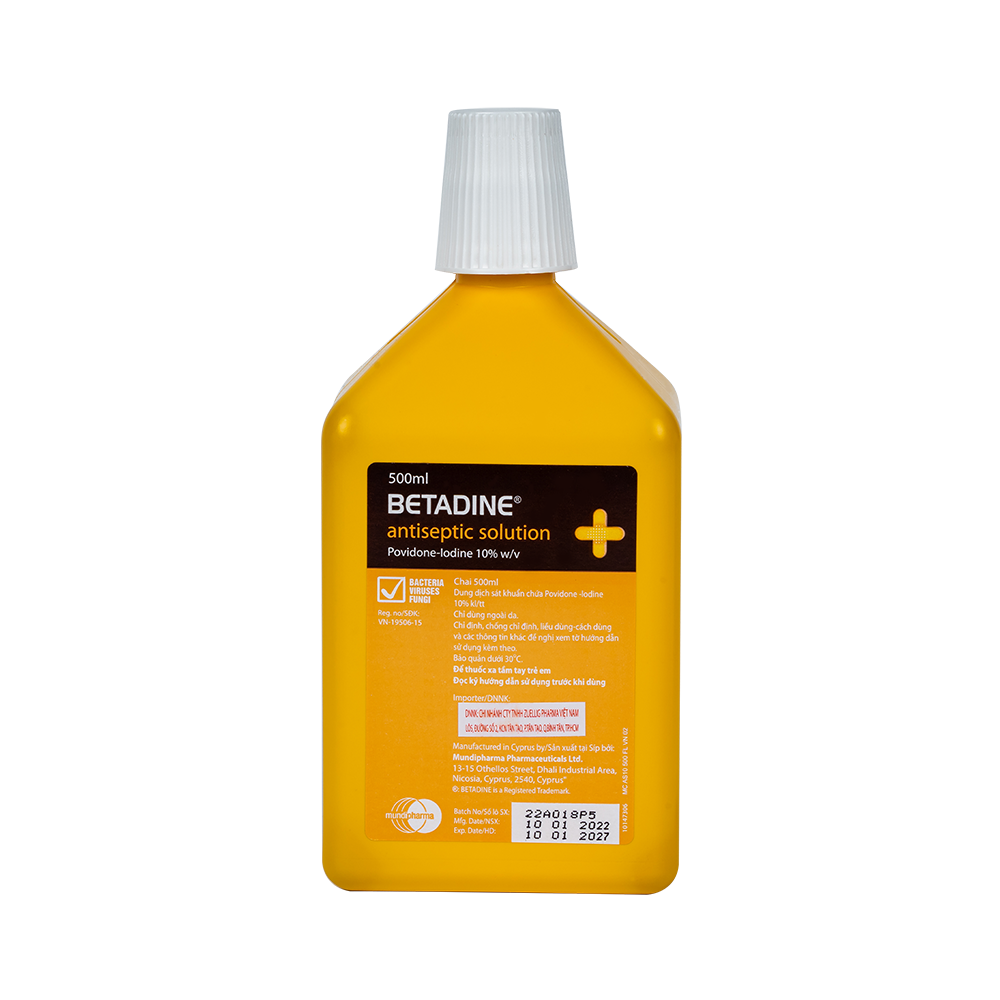 BETADINE ANTISEPTIC SOL 10% 500ML 1 chai/ hộp Mundipharma
