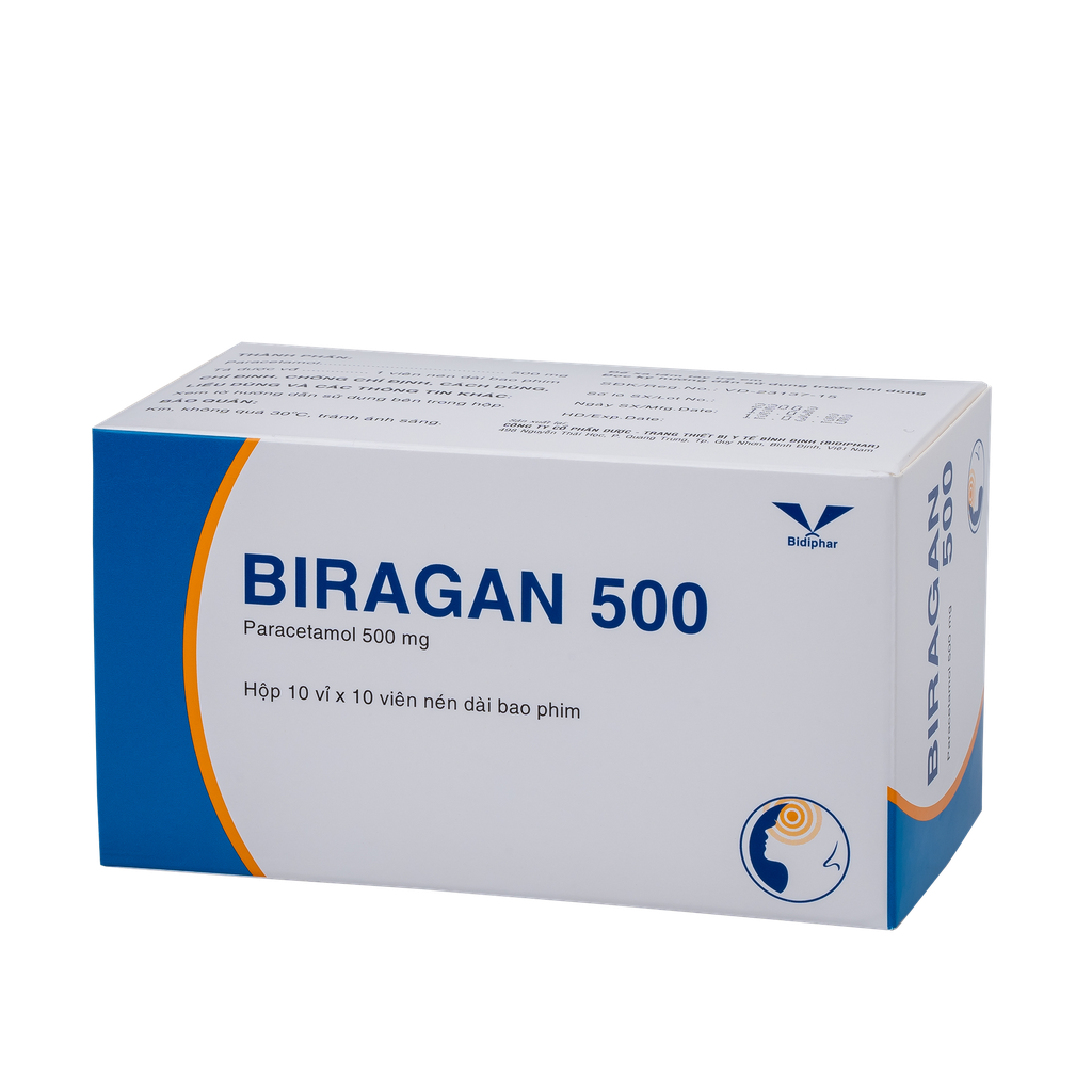 Biragan 500 H/100 (Alu-Alu) Hộp 10 Vỉ x 10 Viên Bidiphar