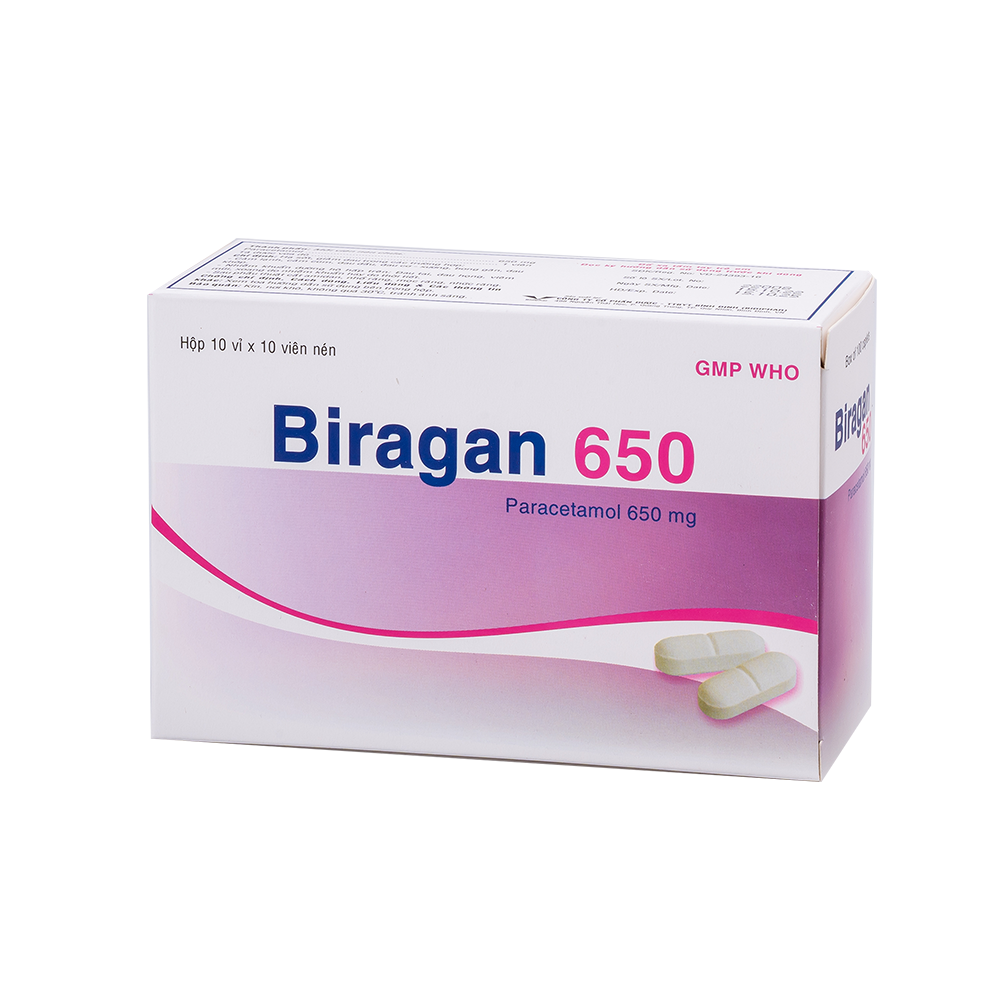 Biragan 650 H/100 Hộp 10 Vỉ x 10 Viên Bidiphar