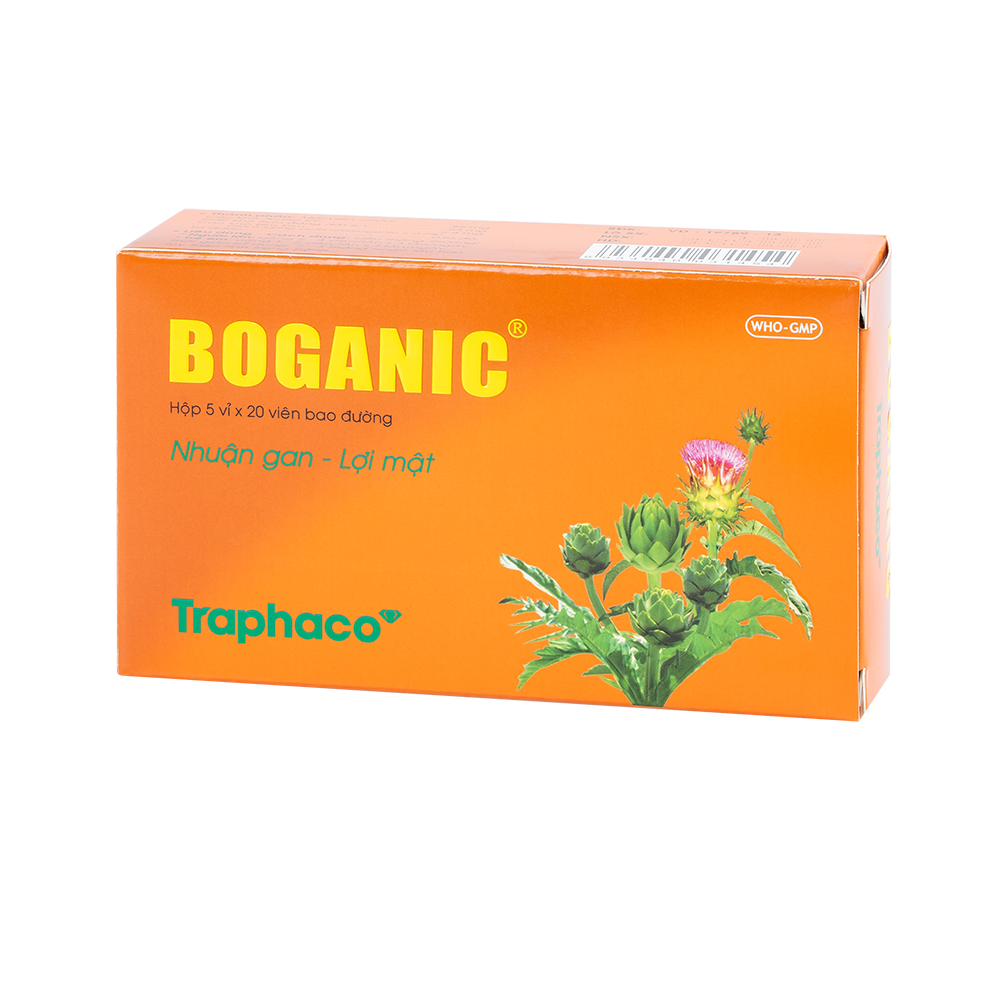 Boganic 5 vỉ BĐ Hộp 5 vỉ x 20 viên bao đường Traphaco