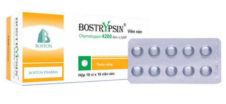 BOSTRYPSIN Hộp 10 vỉ x 10 viên nén