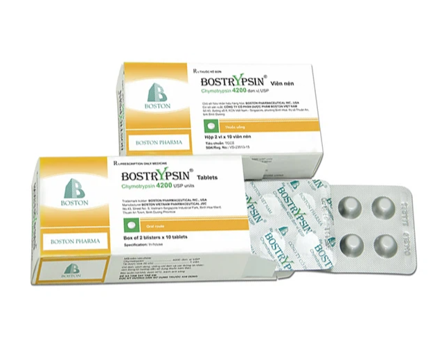 BOSTRYPSIN Hộp 2 vỉ x 10 viên nén