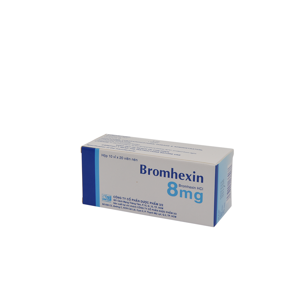 BROMHEXIN 8mg Hộp 10 vỉ x 20 viên F.T.PHARMA