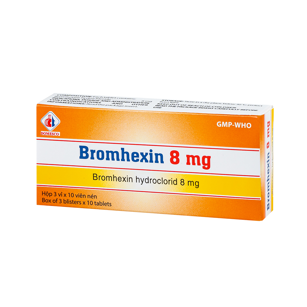 Bromhexin 8 mg Hộp 3 vỉ x 10 viên Domesco