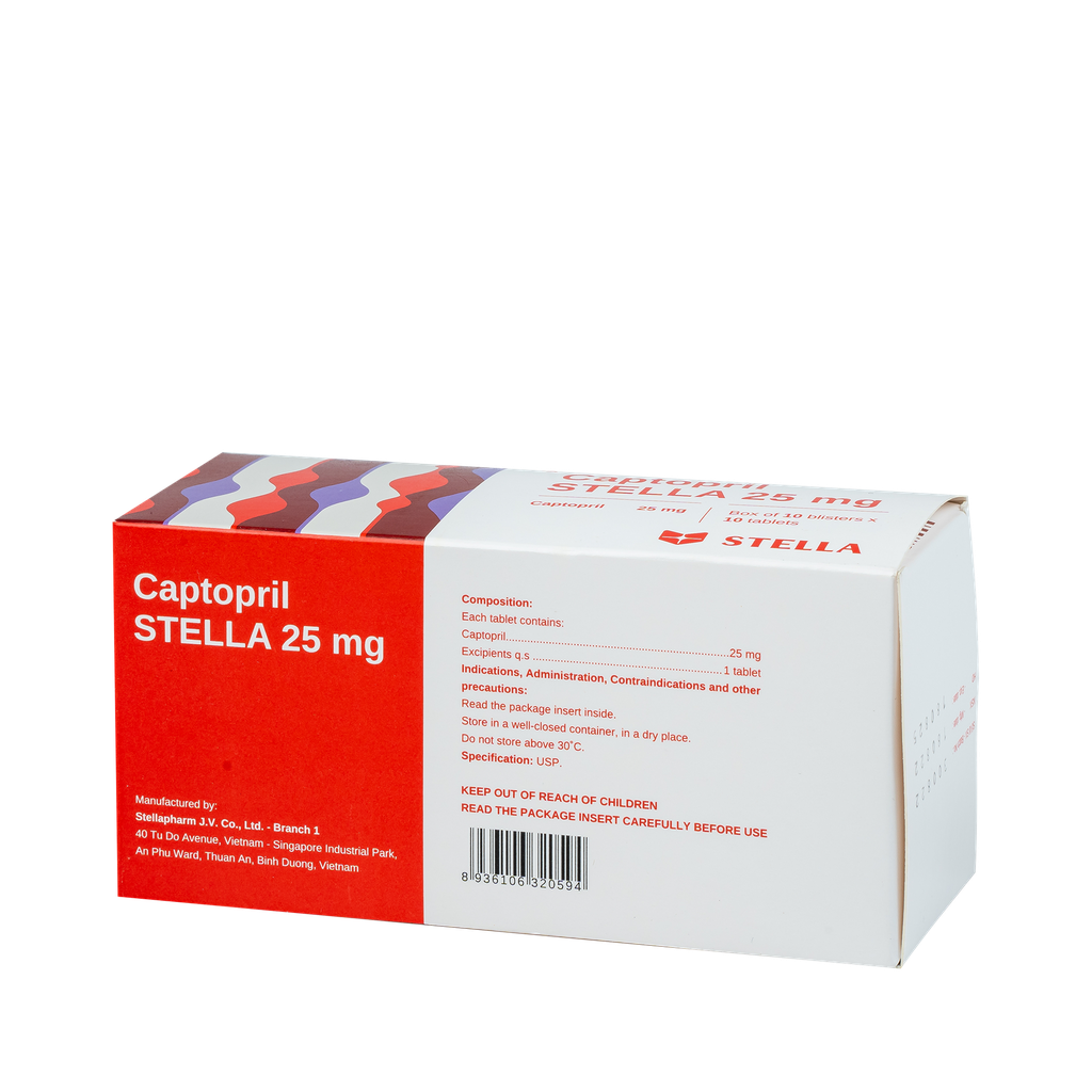 Captopril Stella 25mg Hộp/100viên Stella