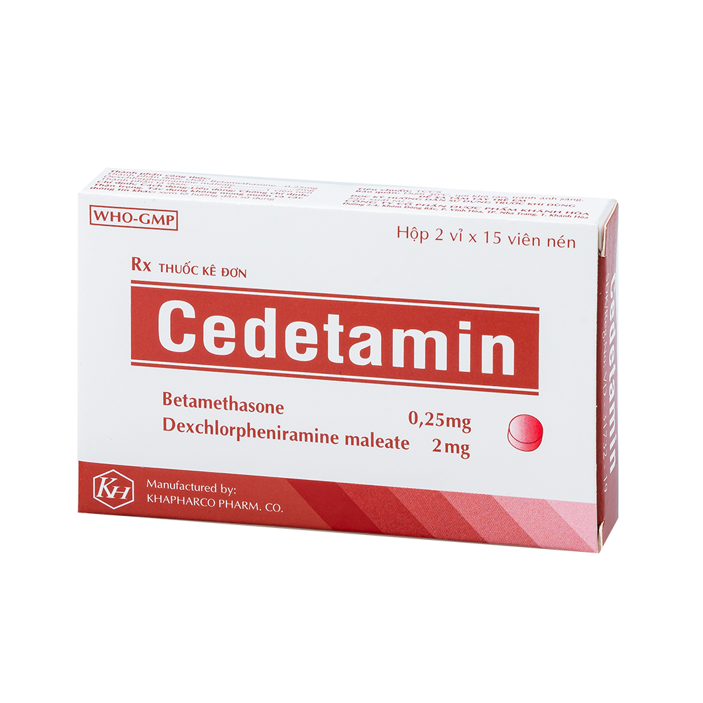 CEDETAMIN Hồng VNén Hộp 2 vỉ x 15 viên Khapharco