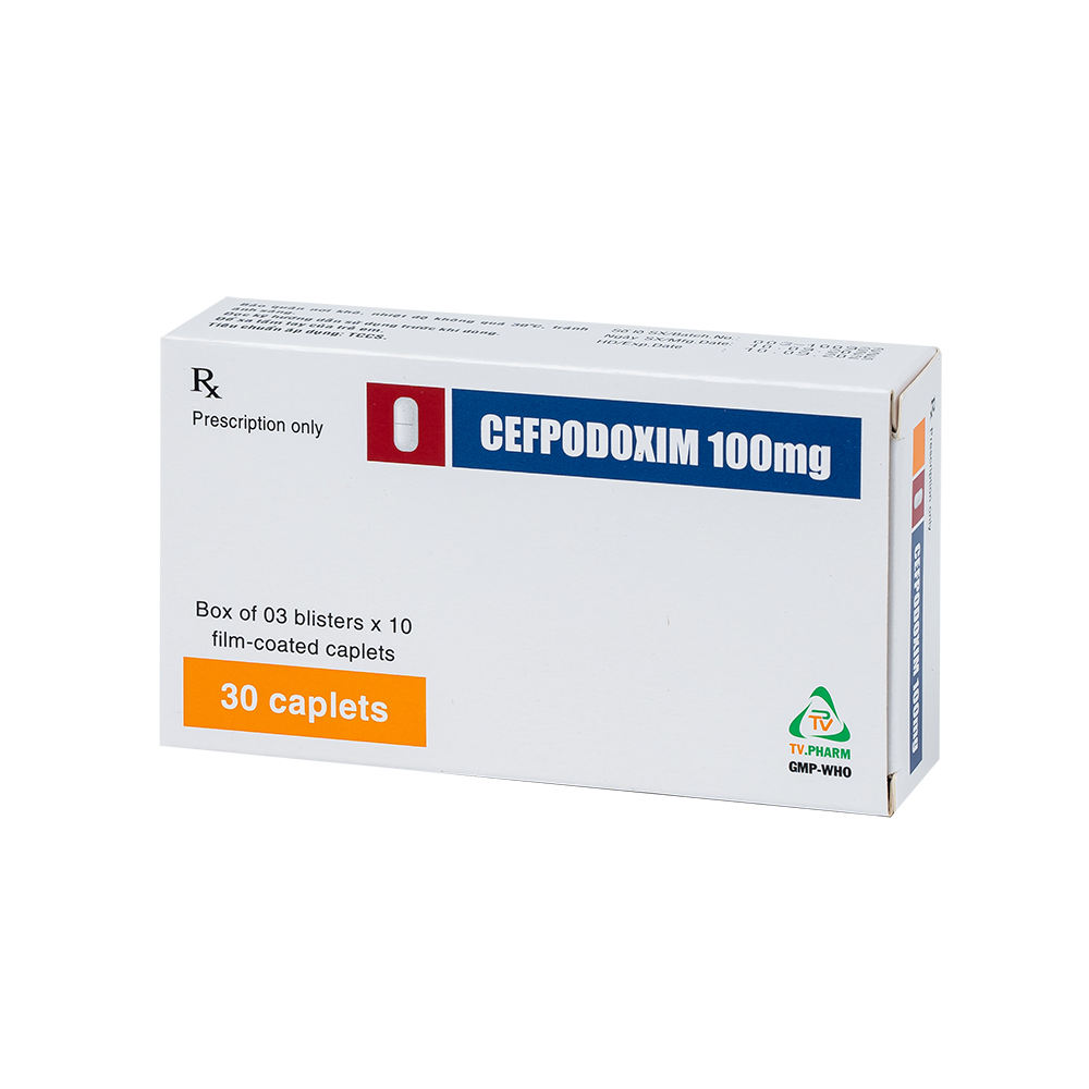 Cefpodoxim 100mg Hộp 3 vỉ x 10 viên TV.Pharm