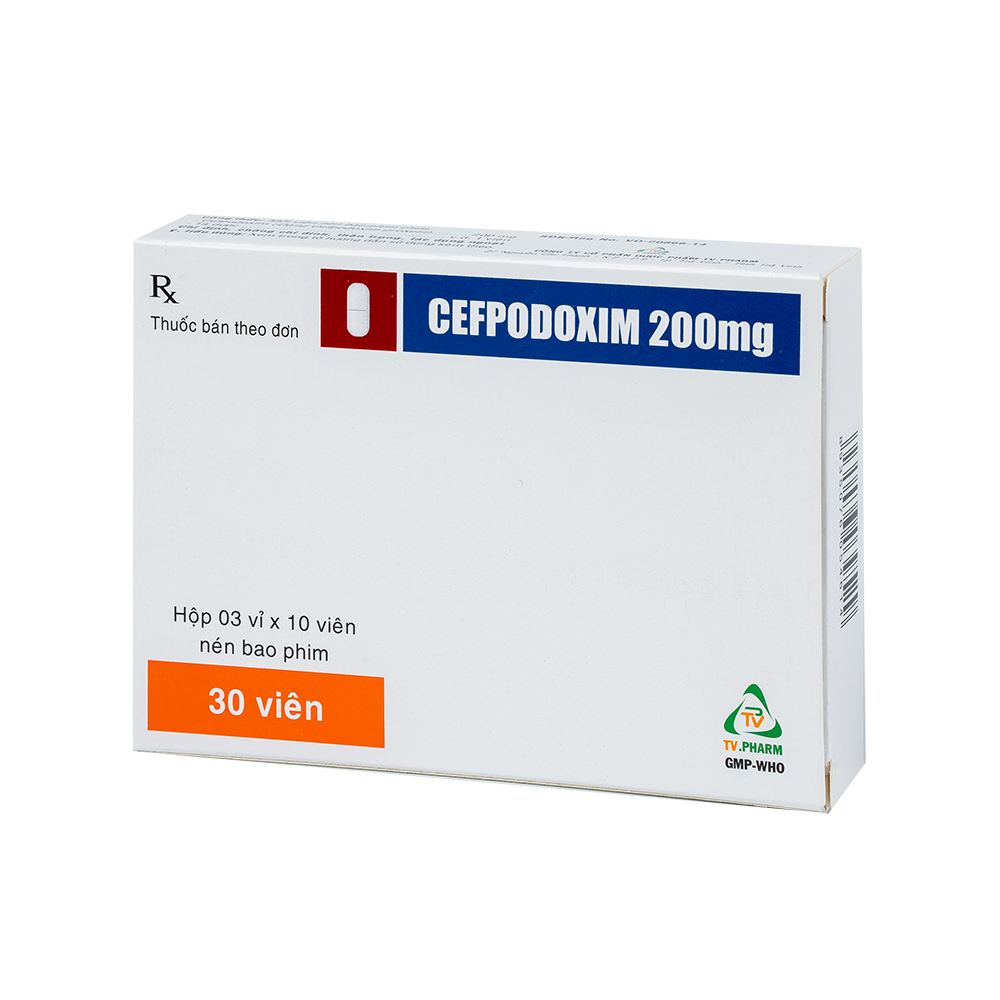 Cefpodoxim 200mg Hộp 3 vỉ x 10 viên TV.Pharm