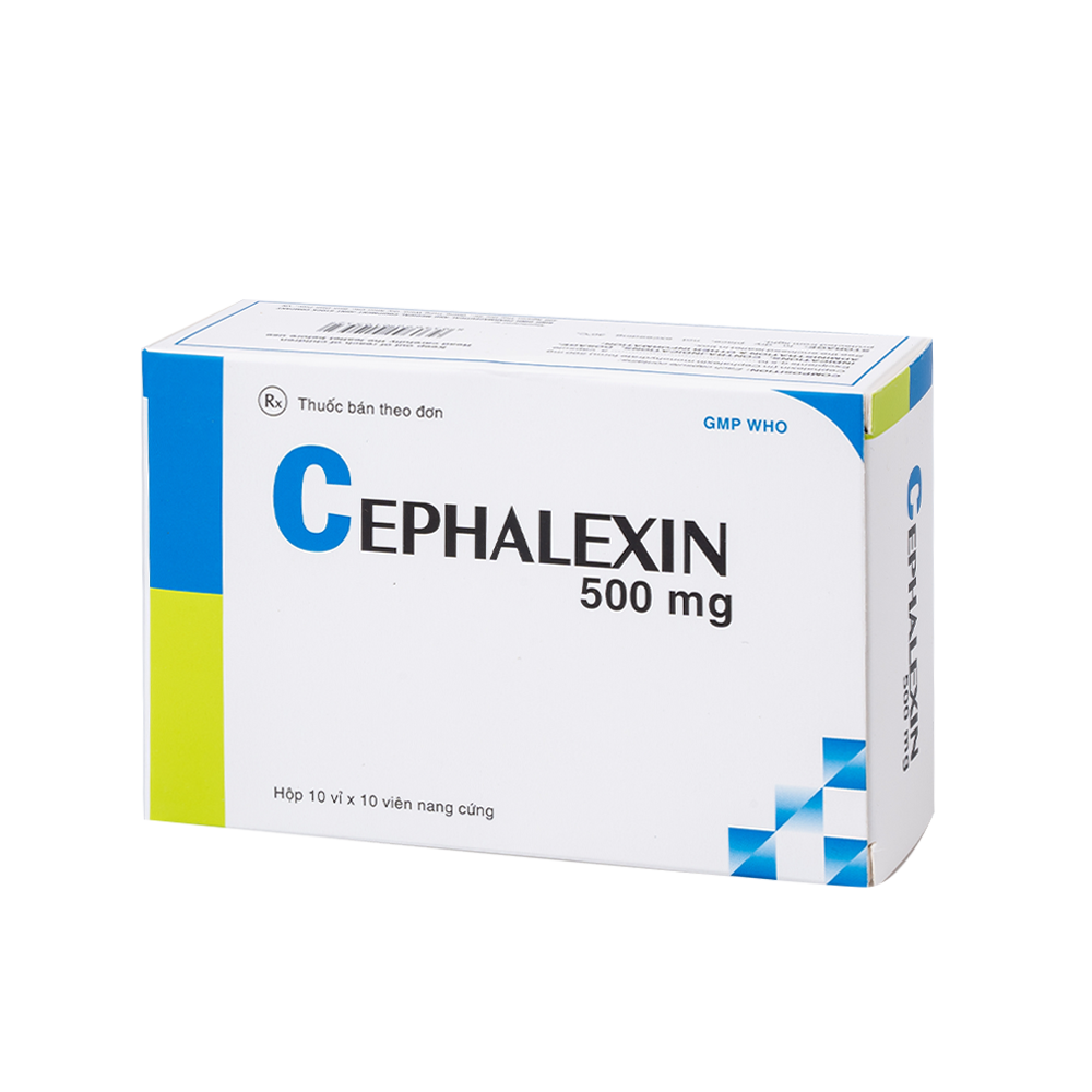 Cephalexin 500mg (vỉ dài) H/100 Hộp 10 Vỉ x 10 Viên Bidiphar