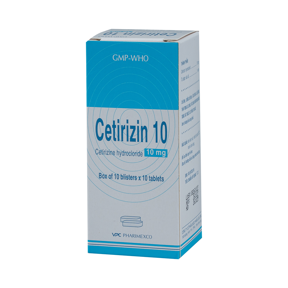 CETIRIZIN 10mg Hộp 10 vỉ x 10 viên