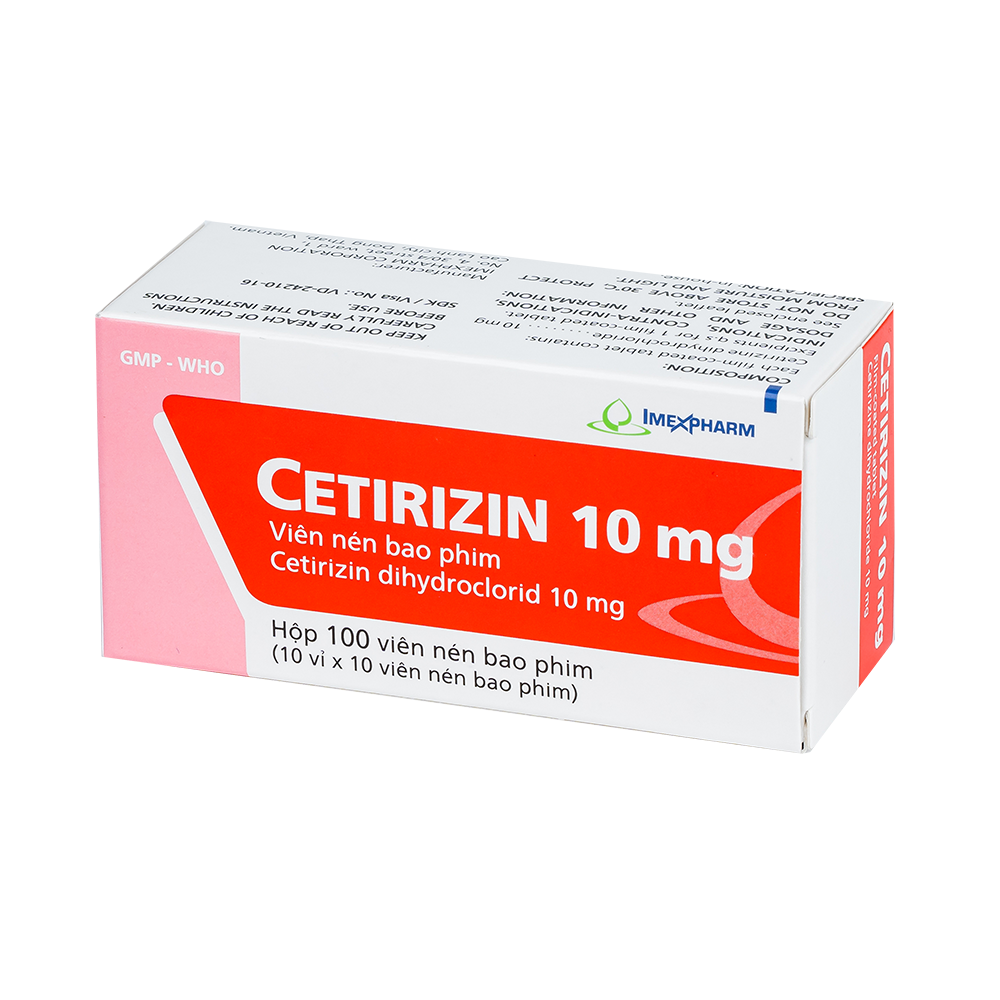 CETIRIZIN 10 mg Hộp 10 vỉ x 10 viên Imexpharm