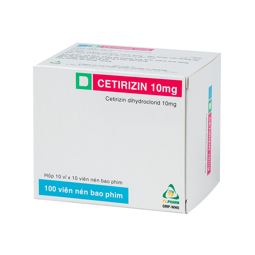 Cetirizin 10mg Hộp 10 vỉ x 10 viên TV.Pharm