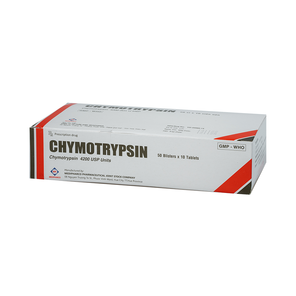 Chymotrypsin Hộp 50 vỉ x 10 viên Medipharco