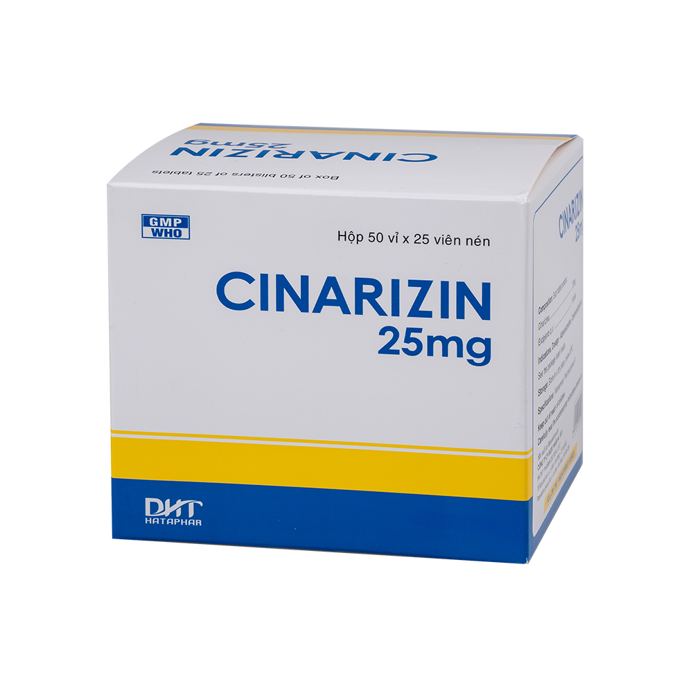 Cinarizin 25mg H/50vỉ x25viên Hataphar
