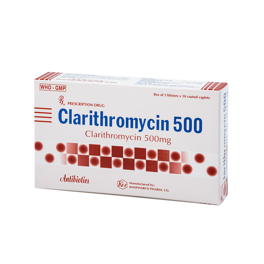 CLARITHROMYCIN 500mg alu-alu Hộp 30 viên Khapharco