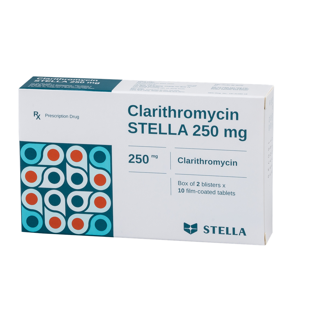 Clarithromycin Stella 250mg Hộp/20viên Stella