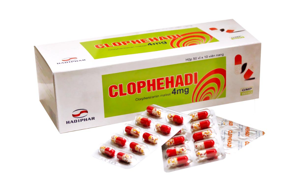 Clophehadi 4mg Clorpheniramin maleat 4mg Hộp 50 vỉ x 10 viên