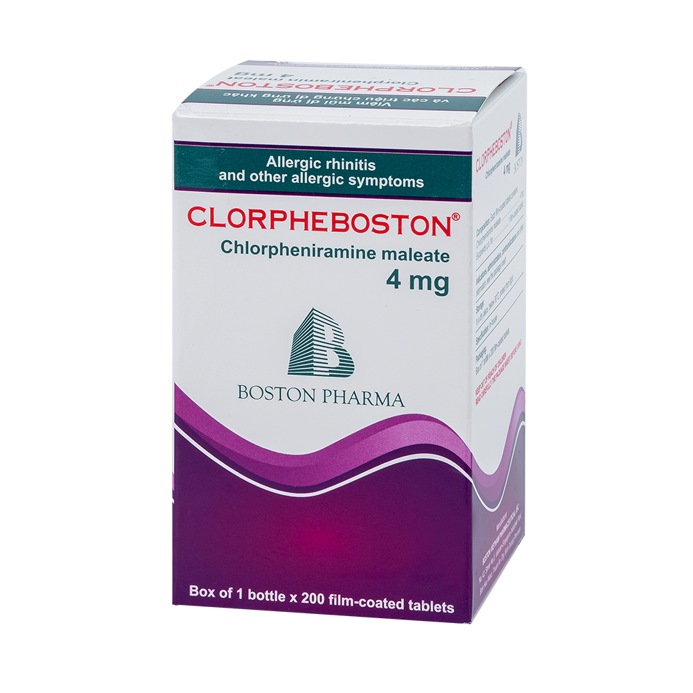 CLORPHEBOSTON Hộp 1 chai x 200 viên nén bao phim Boston