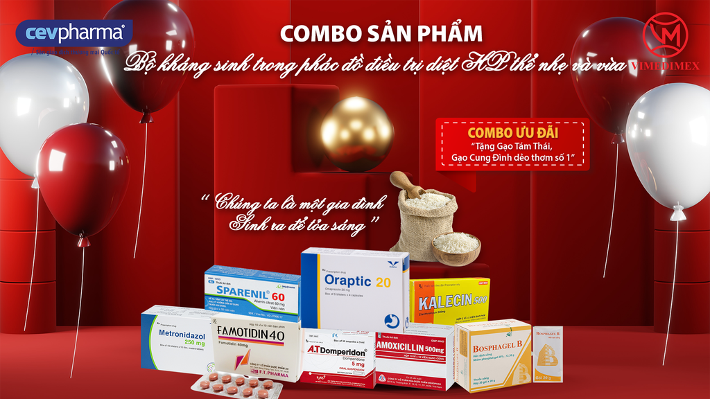 Combo Bộ kháng sinh trong phác đồ điều trị diệt HP thể nhẹ và vừa