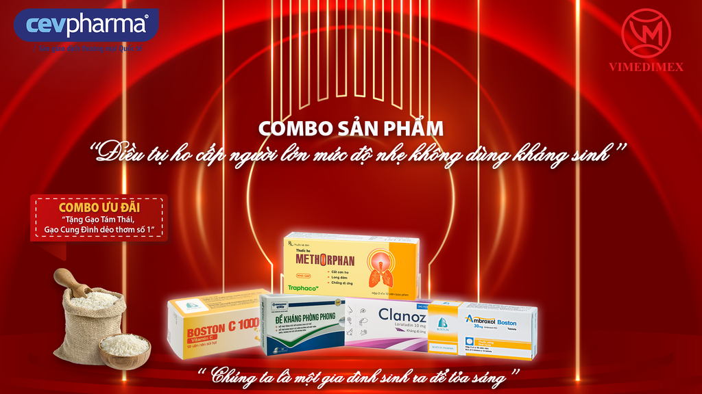 Combo Điều trị ho CẤP ở người lớn mức độ nhẹ, không dùng kháng sinh