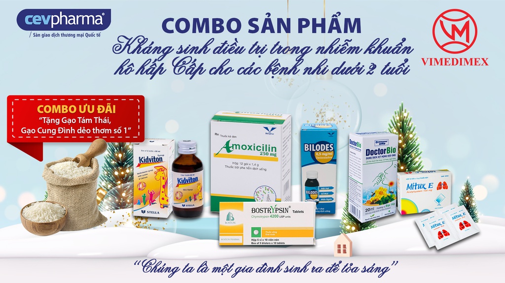 Combo “Kháng sinh điều trị trong nhiễm khuẩn hô hấp CẤP cho các bệnh nhi dưới 2 tuổi”
