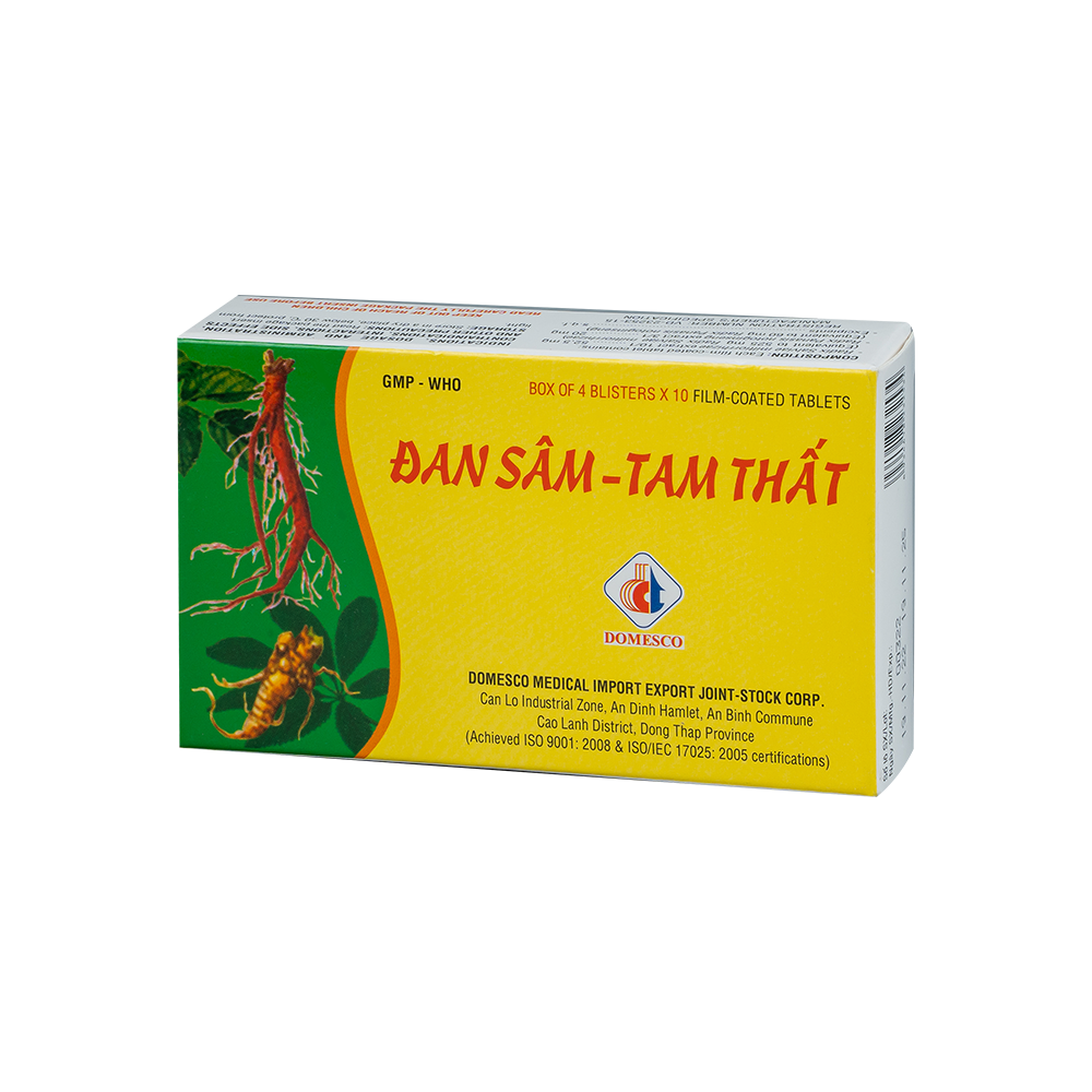 Đan sâm - Tam thất Hộp 4 vỉ x 10 viên Domesco