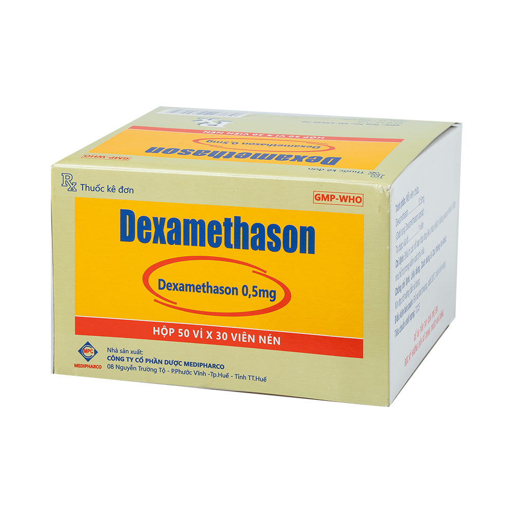 Dexamethason 0,5mg  Hộp 50 vỉ x 30 viên Medipharco