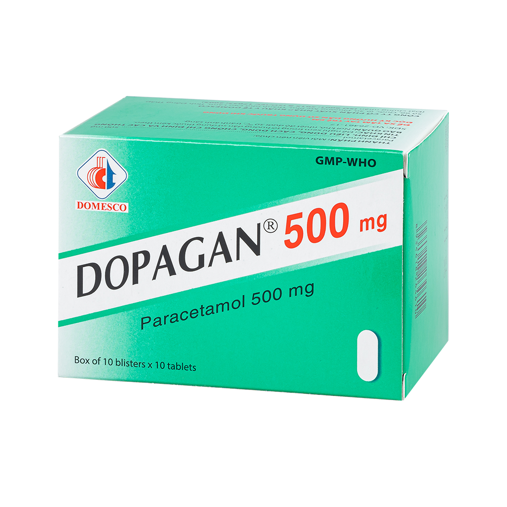 Dopagan 500 mg Hộp 10 vỉ x 10 viên Domesco