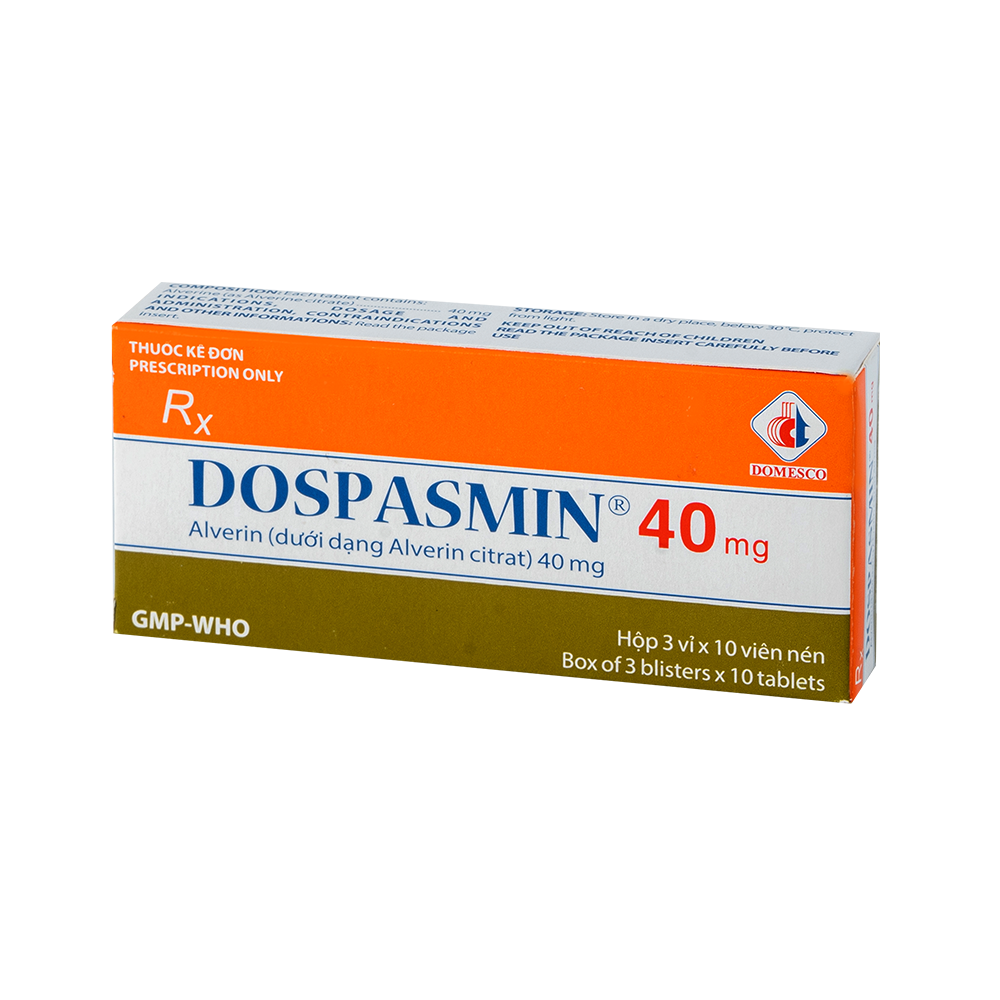 Dospasmin 40 mg Hộp 3 vỉ x 10 viên Domesco
