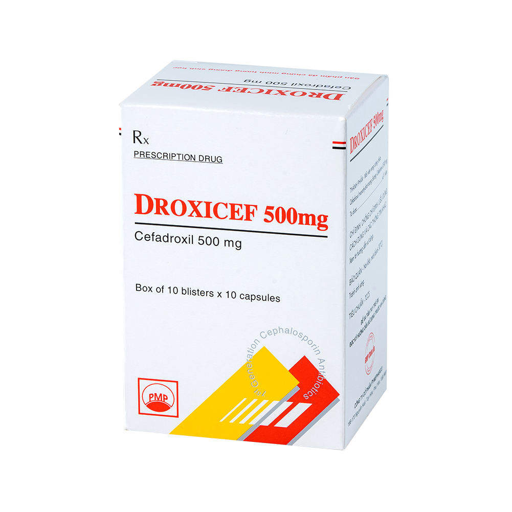 DROXICEF 500mg Hộp 10 vỉ x 10 Viên nang (nang xám-vàng)