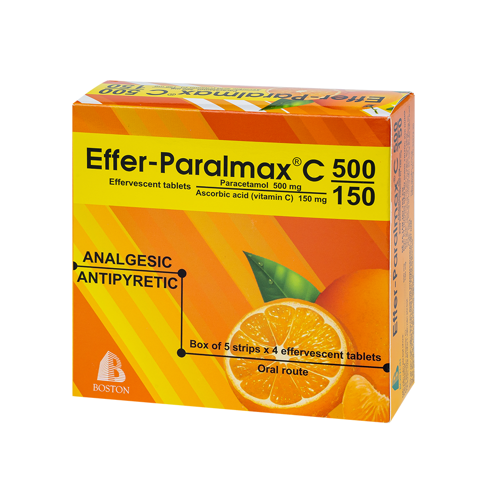 EFFER-PARALMAX C 500/150 Hộp 5 vỉ x 4 viên nén sủi bọt Boston