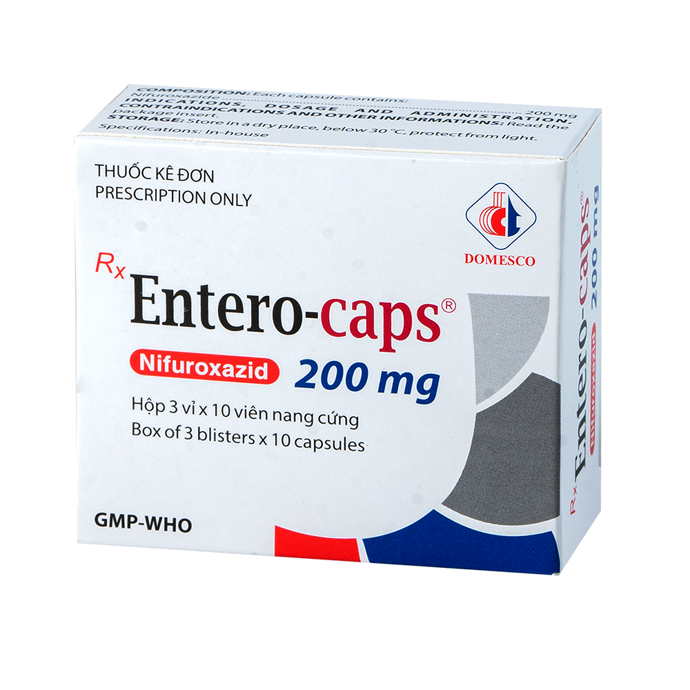 Entero-caps 200 mg Hộp 3 vỉ x 10 viên Domesco