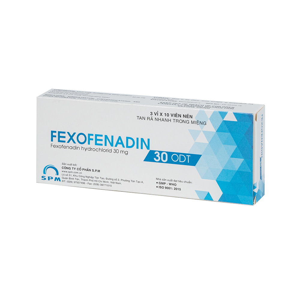 Fexofenadin 30 ODT Hộp 3 vỉ x 10 viên SPM