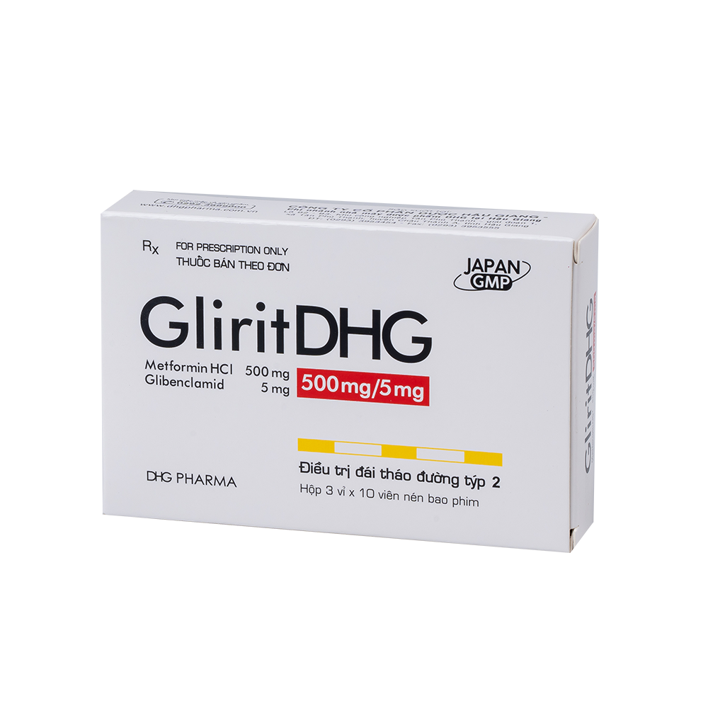 GliritDHG 500mg/5mg Hộp 3 vỉ x 10 viên DHG