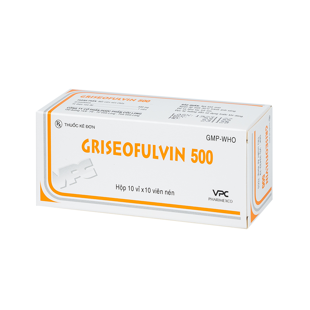GRISEOFULVIN 500 Hộp 10 vỉ x 10 viên Dược Cửu Long