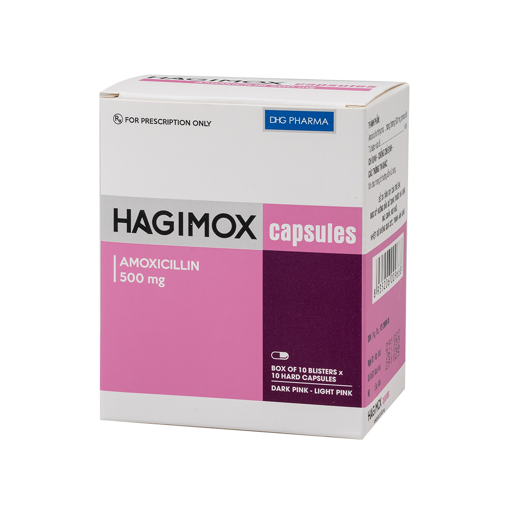 Hagimox capsules (hồng đậm-hồng nhạt) Hộp 10 Vỉ x 10 Viên DHG