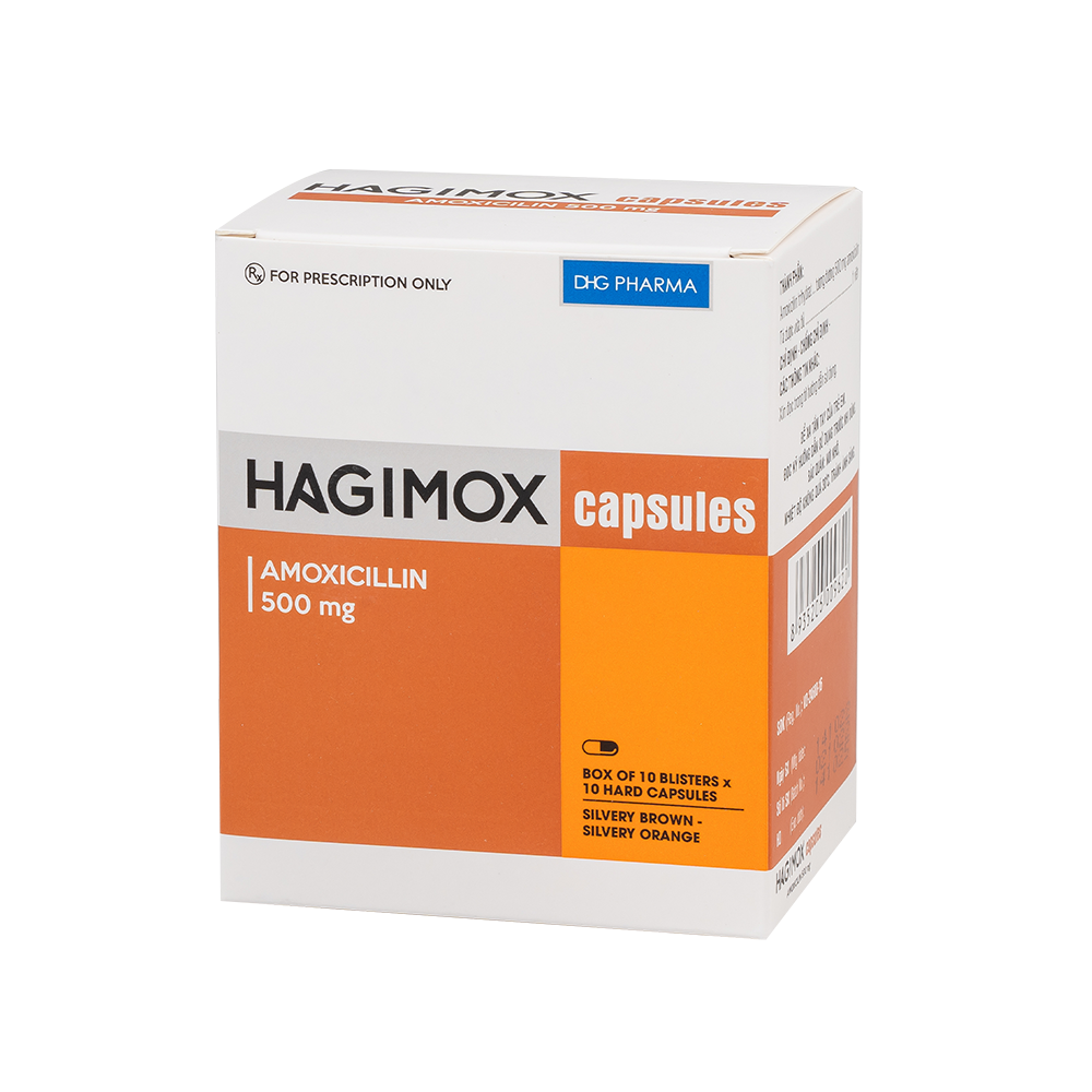 Hagimox capsules (nâu bạc-cam bạc) Hộp 10 Vỉ x 10 Viên DHG