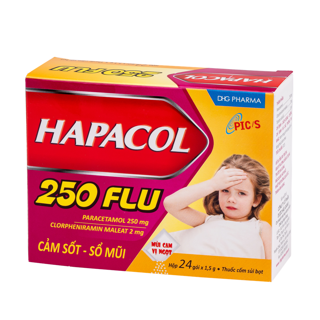 Hapacol 250 Flu Hộp 24 gói x 1,5g DHG