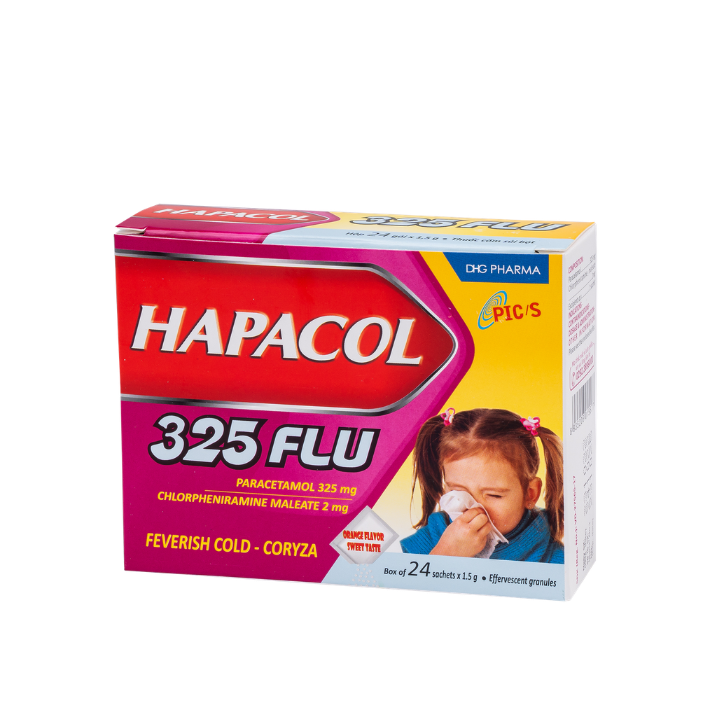 Hapacol 325 Flu Hộp 24 gói x 1,5g DHG