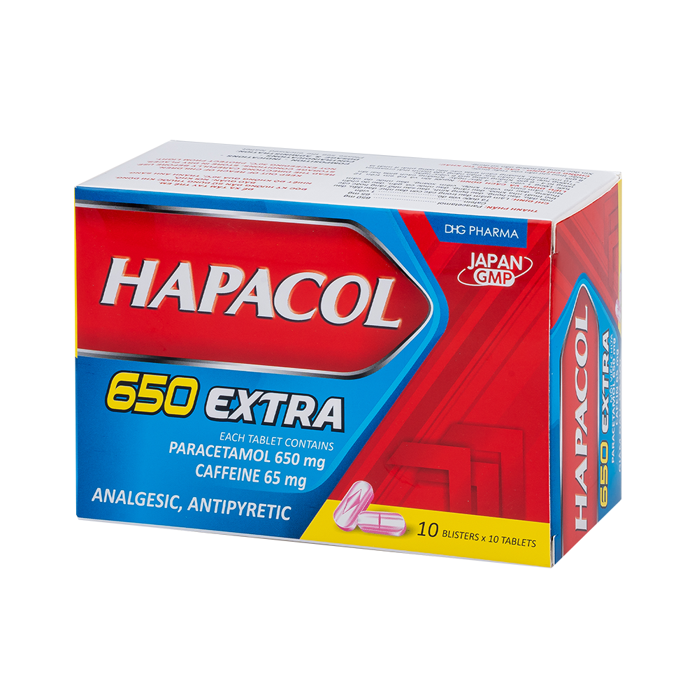 Hapacol 650 extra Hộp 10 Vỉ x 10 Viên DHG