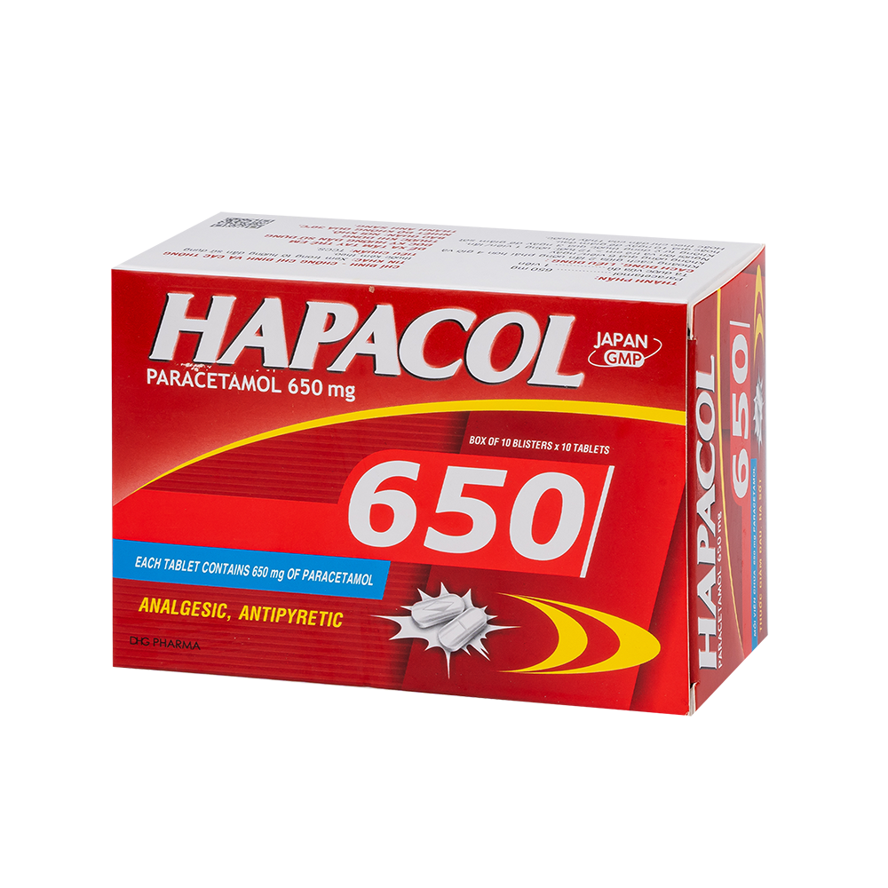 Hapacol 650 Hộp 10 vỉ x 10 viên DHG
